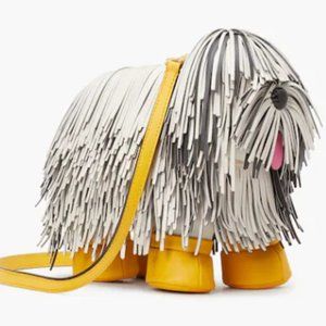 Kate Spade Showdog Fringed 3D Dog Crossbody Bag Cream